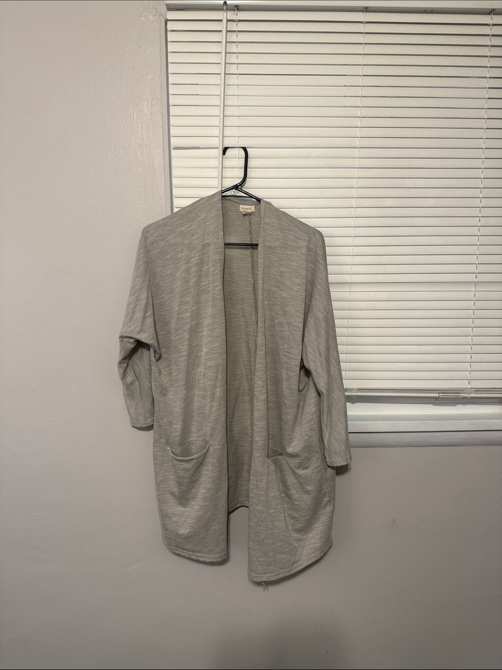 DONNI. Light Gray Open-Front Drape Cardigan